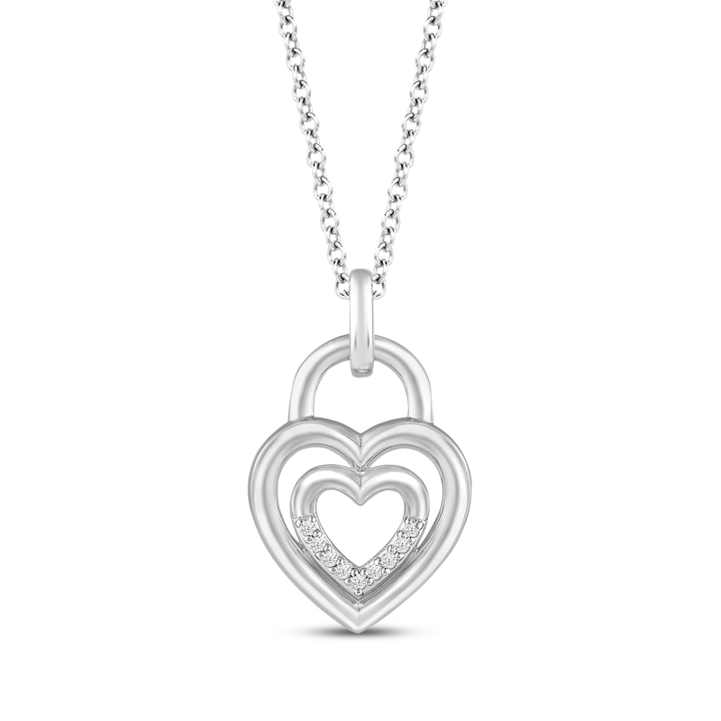 Hallmark Diamonds Heart Lock Necklace Sterling Silver 18"