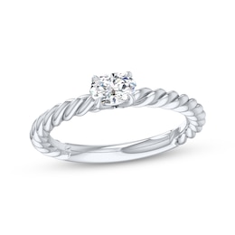 Now + Forever East West Oval-Cut Diamond Solitaire Rope Shank Engagement Ring 1/3 ct tw 14K White Gold (I/I2)