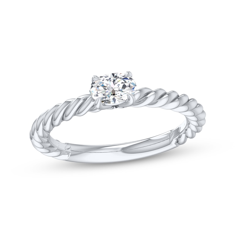 Oval-Cut Diamond Solitaire Rope Shank Engagement Ring 1/3 ct tw 14K White Gold (I/I2)