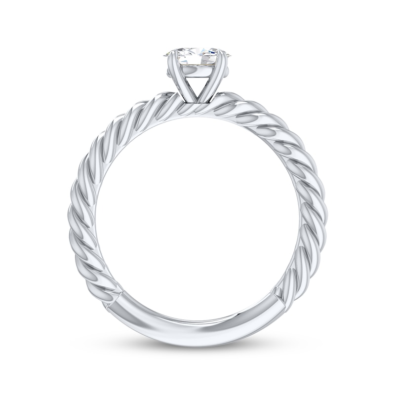 Oval-Cut Diamond Solitaire Rope Shank Engagement Ring 1/3 ct tw 14K White Gold (I/I2)