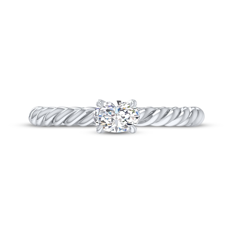 Main Image 4 of Now + Forever East West Oval-Cut Diamond Solitaire Rope Shank Engagement Ring 1/3 ct tw 14K White Gold (I/I2)