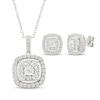 Thumbnail Image 1 of Diamond Cushion Halo Gift Set 1 ct tw 10K White Gold