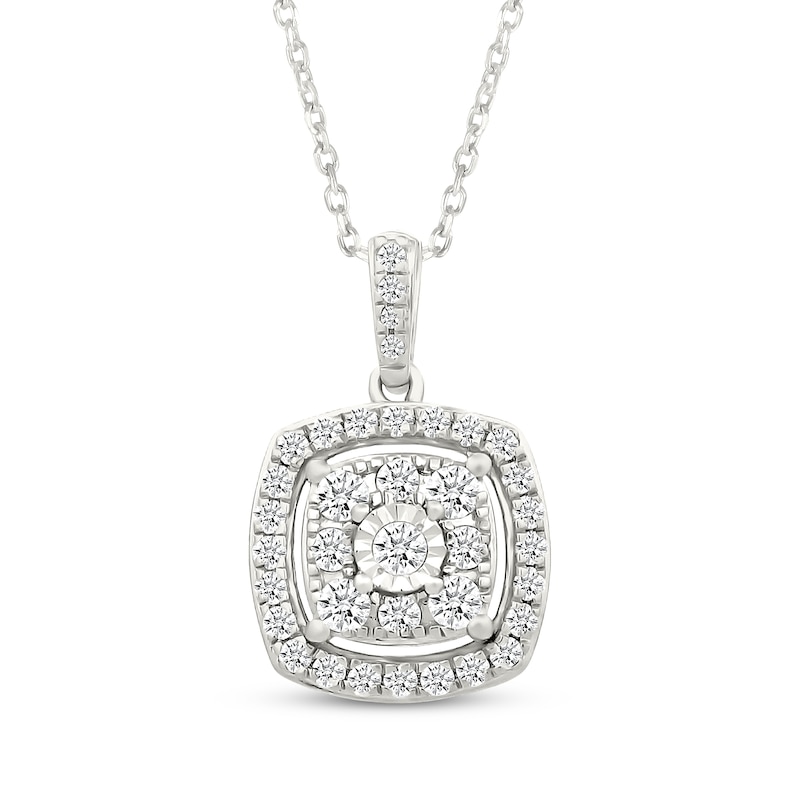 Main Image 2 of Diamond Cushion Halo Gift Set 1 ct tw 10K White Gold