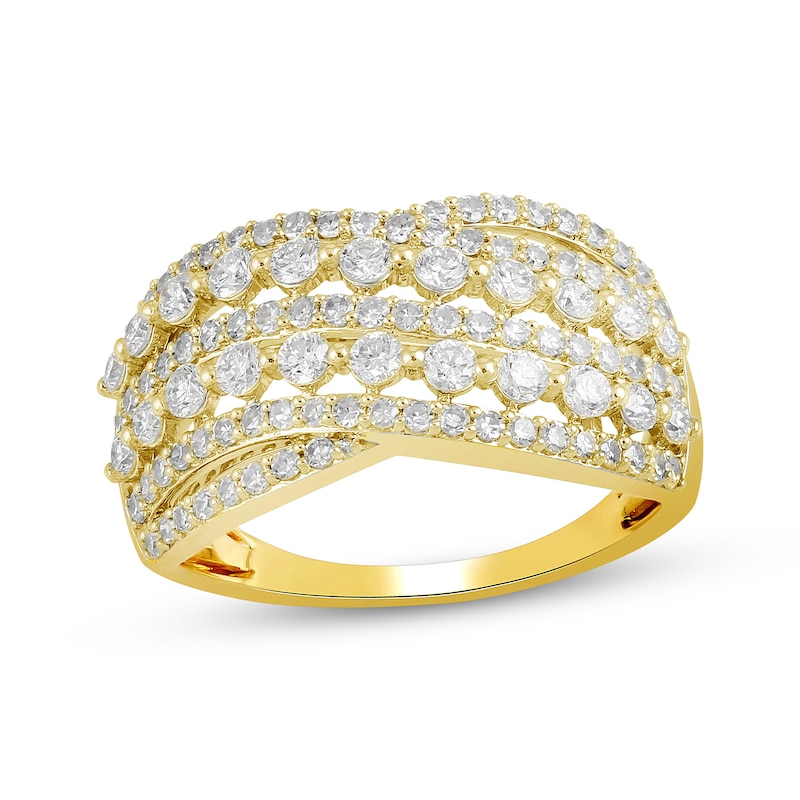 Lab-Created Diamonds by KAY Multi-Row Crossover Ring 1 ct tw 10K Yellow Gold