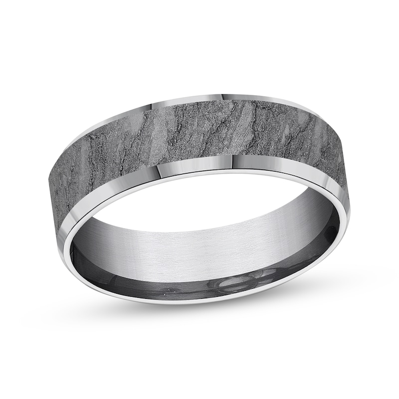 Men's Lava Rock Pattern Wedding Band Grey Tantalum 7mm