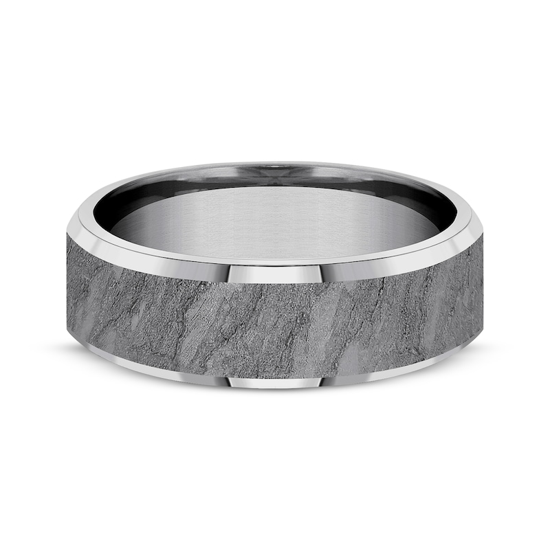 Men's Lava Rock Pattern Wedding Band Grey Tantalum 7mm