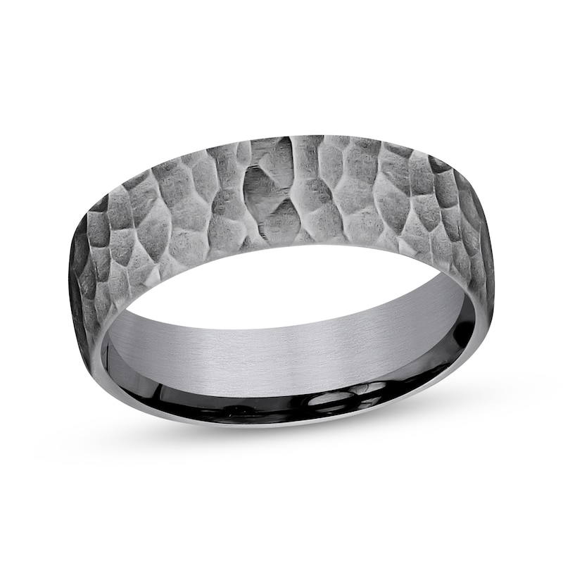 Main Image 1 of Hammered Wedding Band Gray Tantalum 6.5mm