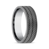 Thumbnail Image 1 of Tire Tread Engraved Wedding Band Gray Tantalum 6.5mm