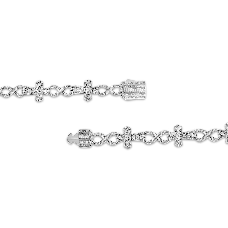 Main Image 2 of Men's Diamond Cross Station Necklace 4-1/2 ct tw 10K White Gold 20&quot;