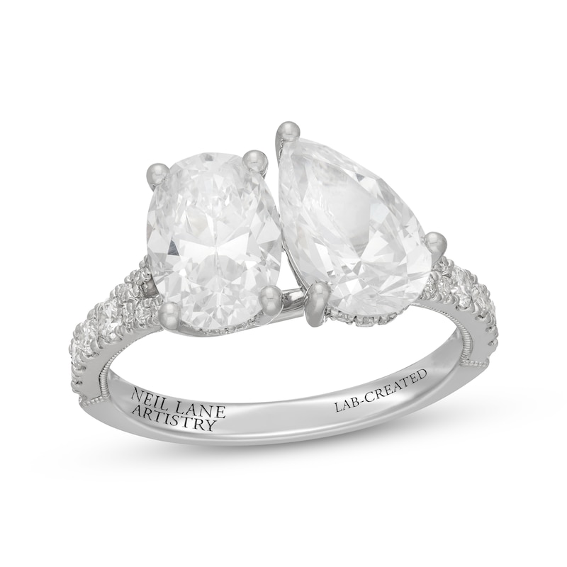 Main Image 1 of Neil Lane Artistry Oval-Cut & Pear-Shaped Lab-Grown Diamond Toi et Moi Engagement Ring 3-3/8 ct tw 14K White Gold