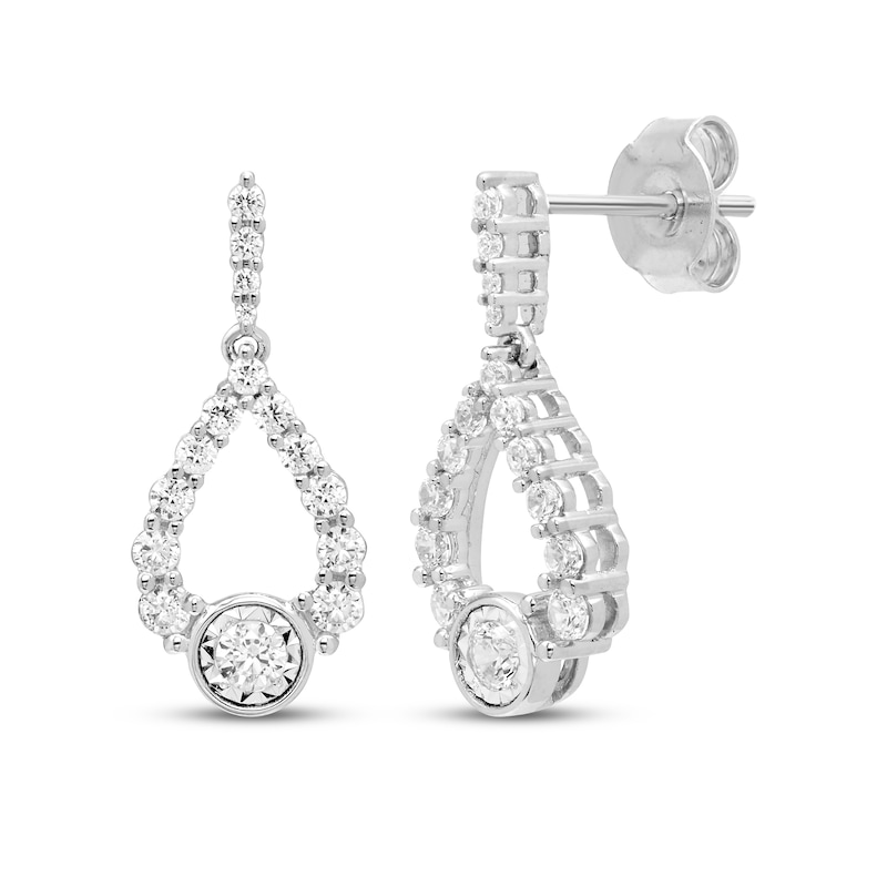 Milestones Diamond Teardrop Dangle Earrings 1/2 ct tw 10K White Gold