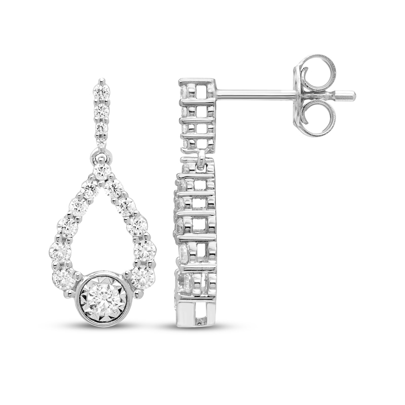 Milestones Diamond Teardrop Dangle Earrings 1/2 ct tw 10K White Gold