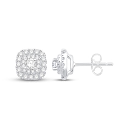 Lab-Grown Diamonds by KAY Double Halo Stud Earrings 1/2 ct tw 10K White Gold