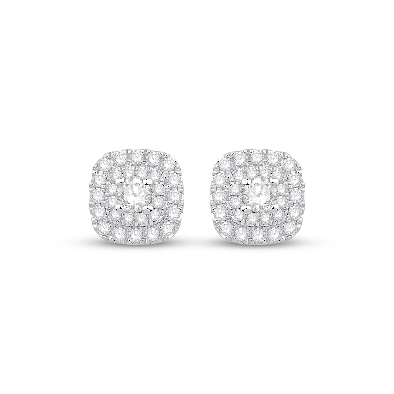 Main Image 2 of Lab-Grown Diamonds by KAY Double Halo Stud Earrings 1/2 ct tw 10K White Gold