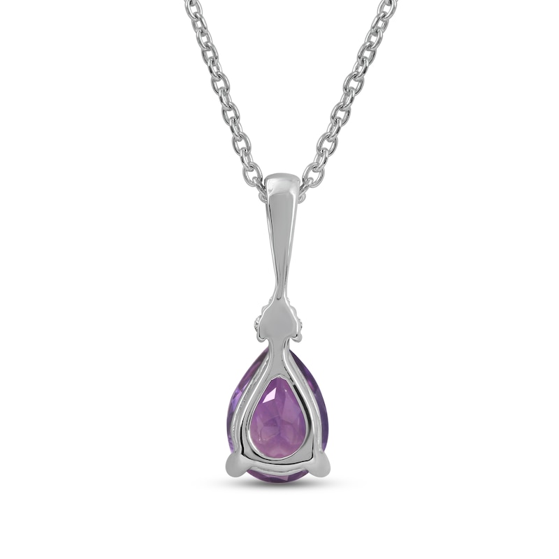 Main Image 3 of Amethyst & Diamond Necklace 10K White Gold 18&quot;