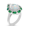 Thumbnail Image 2 of Pear-Shaped Lab-Created Opal, Lab-Created Emerald & White Lab-Created Sapphire Ring Sterling Silver