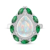 Thumbnail Image 3 of Pear-Shaped Lab-Created Opal, Lab-Created Emerald & White Lab-Created Sapphire Ring Sterling Silver