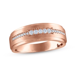 Now + Forever Men's Diamond Wedding Band 1/5 ct tw 10K Rose Gold