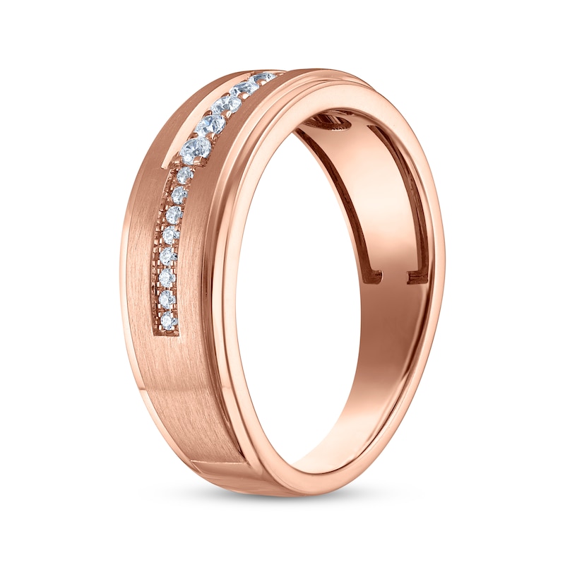 Main Image 2 of Men's Diamond Wedding Band 1/5 ct tw 10K Rose Gold