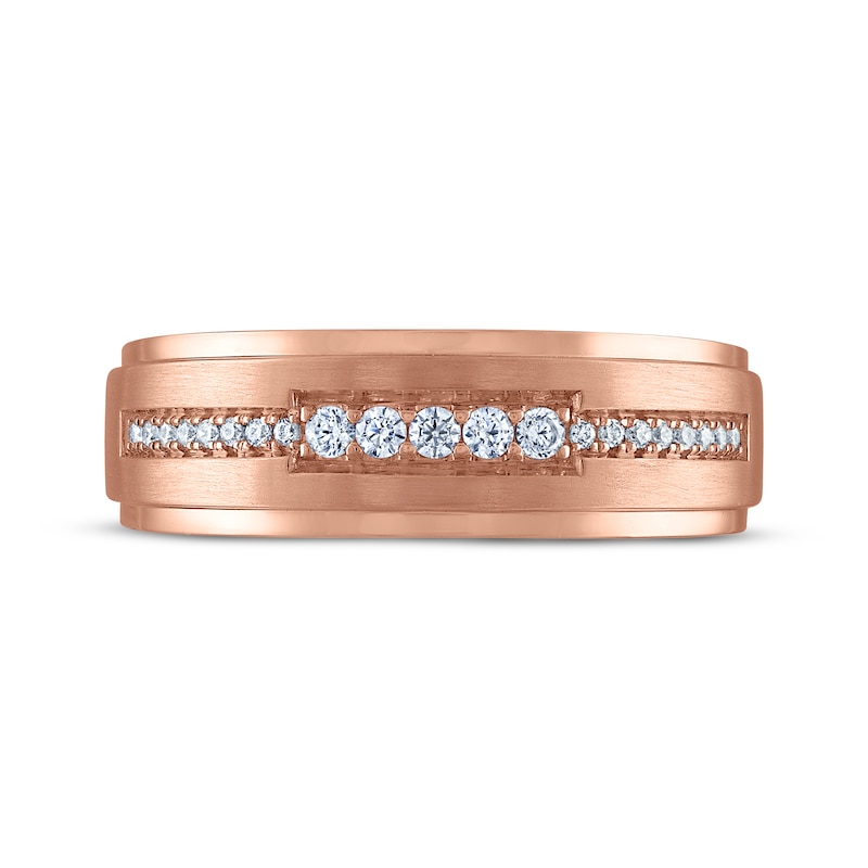 Main Image 3 of Men's Diamond Wedding Band 1/5 ct tw 10K Rose Gold