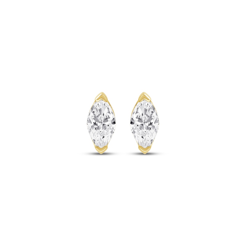 Main Image 2 of Marquise-Cut Diamond Solitaire Stud Earrings 1/5 ct tw 14K Yellow Gold (I/I1)