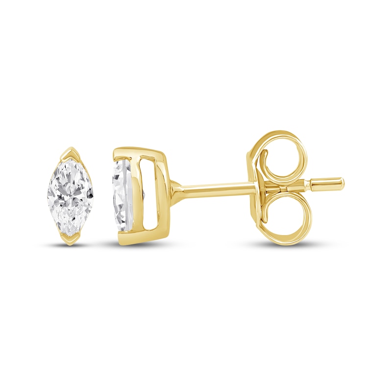 Main Image 3 of Marquise-Cut Diamond Solitaire Stud Earrings 1/5 ct tw 14K Yellow Gold (I/I1)