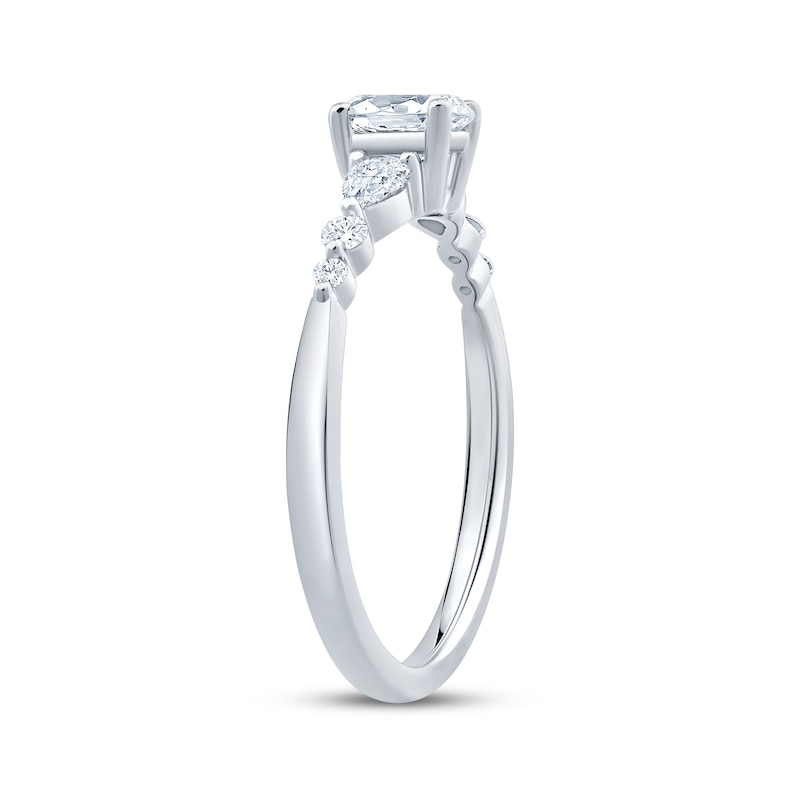 Main Image 2 of Lab-Grown Diamonds by KAY Oval-Cut & Pear-Shaped Three-Stone Engagement Ring 5/8 ct tw 14K White Gold