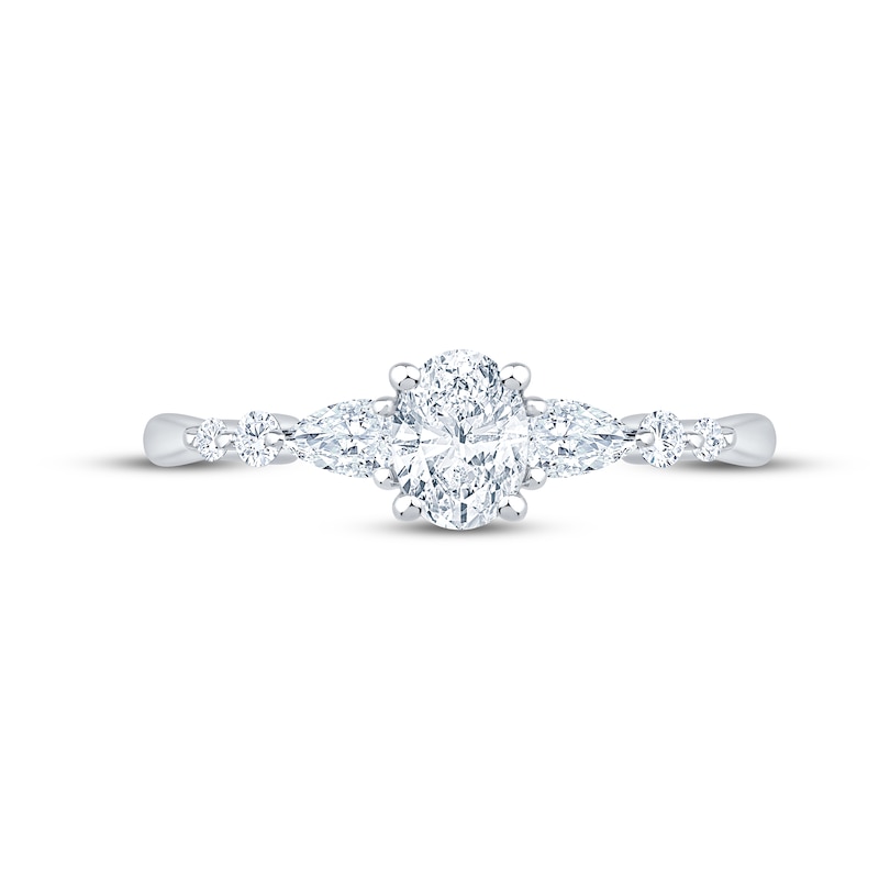 Main Image 3 of Lab-Grown Diamonds by KAY Oval-Cut & Pear-Shaped Three-Stone Engagement Ring 5/8 ct tw 14K White Gold