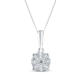 Multi-Diamond Circle Necklace 1/10 ct tw 10K White Gold 18&quot;