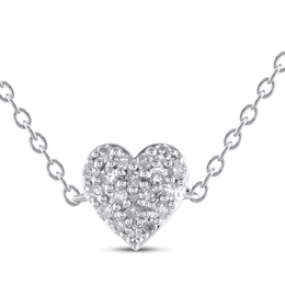 Multi-Diamond Heart Anklet 1/10 ct tw Sterling Silver 10&quot;