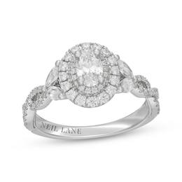 Neil Lane Premiere Oval-Cut Diamond Halo Engagement Ring 1-1/4 ct tw 14K White Gold