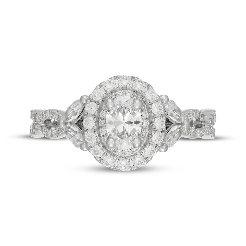 Main Image 3 of Neil Lane Premiere Oval-Cut Diamond Halo Engagement Ring 1-1/4 ct tw 14K White Gold