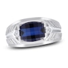 Thumbnail Image 1 of Men's Blue Lab-Created Sapphire & Diamond Ring 10K White Gold