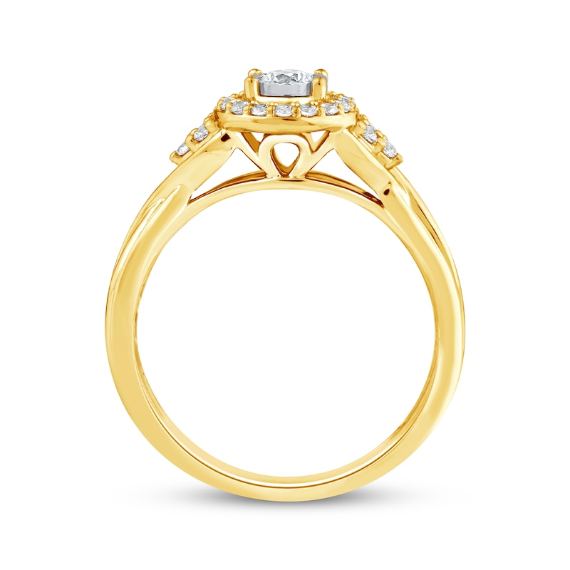 Main Image 3 of Round-Cut Diamond Halo Engagement Ring 1/3 ct tw 10K Yellow Gold