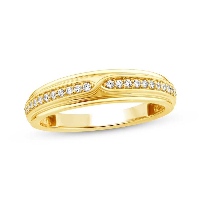 Main Image 1 of Men's Diamond &quot;X&quot; Wedding Band 1/5 ct tw 10K Yellow Gold