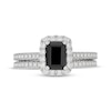 Thumbnail Image 3 of Neil Lane Emerald-Cut Black Diamond & White Diamond Halo Bridal Set 1-5/8 ct tw 14K White Gold