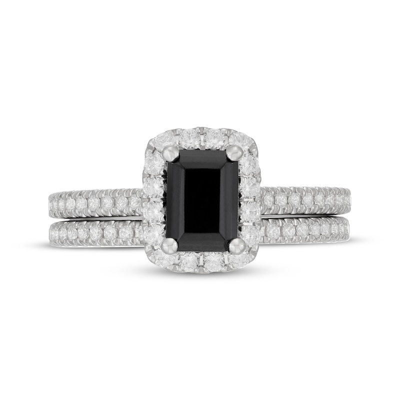 Main Image 3 of Neil Lane Emerald-Cut Black Diamond & White Diamond Halo Bridal Set 1-5/8 ct tw 14K White Gold