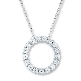 THE LEO Diamond Circle Necklace 1 ct tw Round-cut 14K White Gold 19&quot;