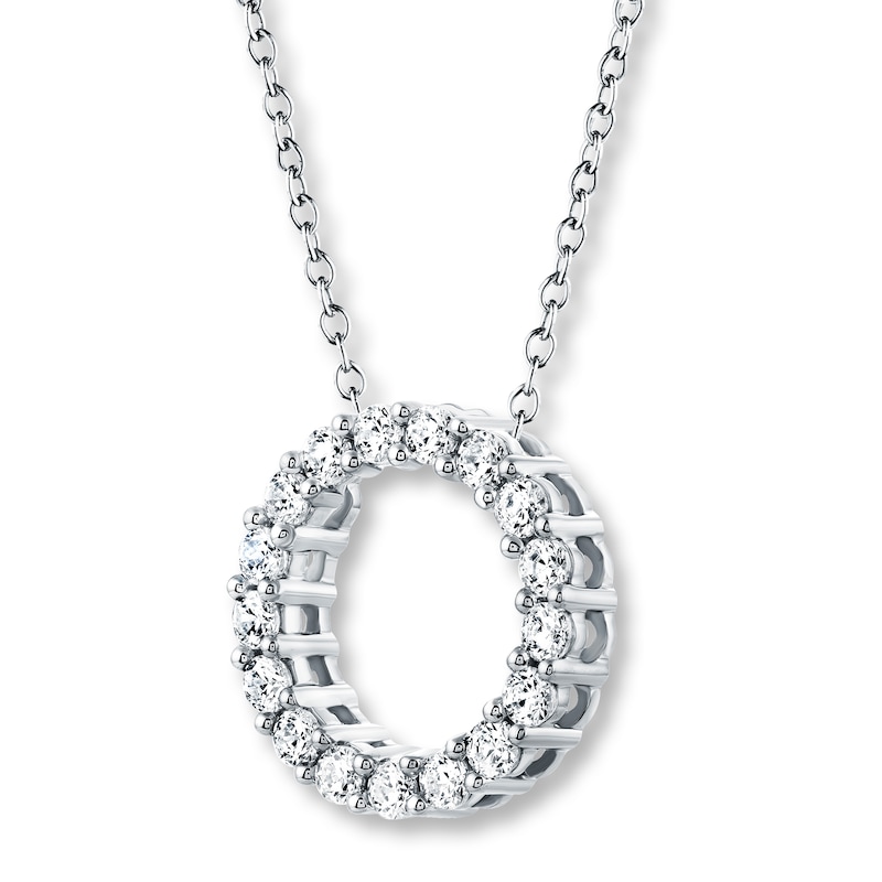 Main Image 3 of THE LEO Diamond Circle Necklace 1 ct tw Round-cut 14K White Gold 19&quot;