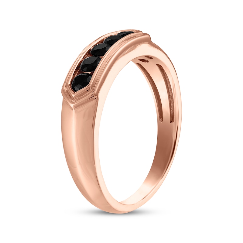 Main Image 2 of Men's Black Diamond Wedding Ring 1/2 ct tw 10K Rose Gold