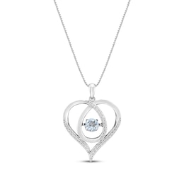 Unstoppable Love Aquamarine & White Lab-Created Sapphire Heart Loop Necklace Sterling Silver 18&quot;