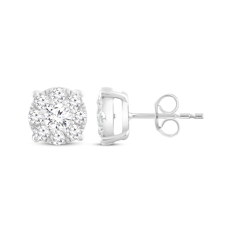 Main Image 1 of Multi-Diamond Stud Earrings 1 ct tw 14K White Gold