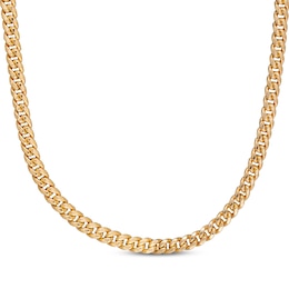 Hollow Cuban Curb Chain Necklace 10K Yellow Gold 24&quot;