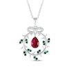 Thumbnail Image 0 of Pear-Shaped Lab-Created Ruby, Lab-Created Emerald & White Lab-Created Sapphire Wreath Necklace Sterling Silver 18"