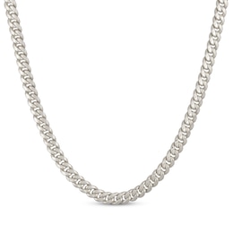 Cuban Curb Chain Necklace 6.8mm Hollow 10K White Gold 22"