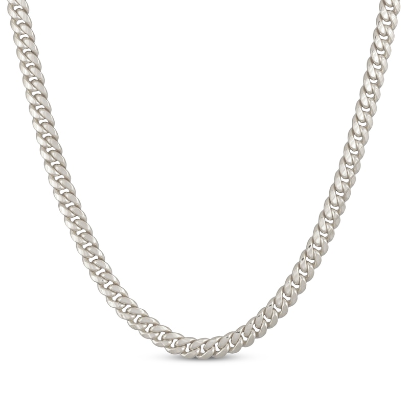 Main Image 1 of Hollow Cuban Curb Chain Necklace 6.8mm 10K White Gold 22&quot;