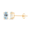 Thumbnail Image 0 of Oval-Cut Swiss Blue Topaz Solitaire Stud Earrings 14K Yellow Gold