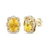 Thumbnail Image 1 of Oval-Cut Citrine & Diamond Scallop Frame Stud Earrings 1/8 ct tw 10K Yellow Gold