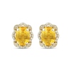 Thumbnail Image 2 of Oval-Cut Citrine & Diamond Scallop Frame Stud Earrings 1/8 ct tw 10K Yellow Gold