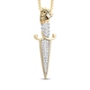 Thumbnail Image 0 of Men's Black & White Diamond Dragon Head Dagger Necklace 3/8 ct tw 10K Yellow Gold 22"